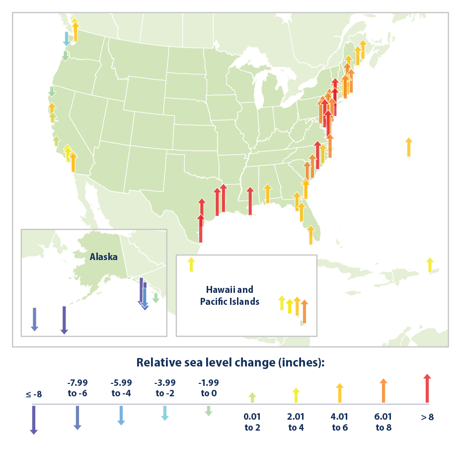 Climate Signals Map Relative Sea Level Change Along US Coasts, 19602015
