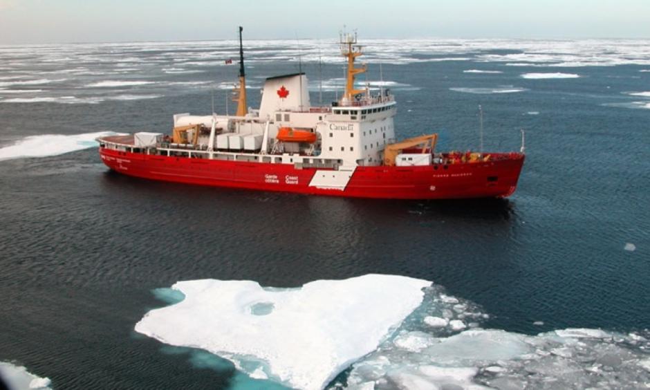 The CCGS Amundsen, an icebreaker with 40 scientists on board, was diverted from the first leg of a journey through the Arctic on Sunday to help search and rescue efforts off the coast of Newfoundland in the Strait of Belle Isle. Photo: Canadian Department of Fisheries and Oceans
