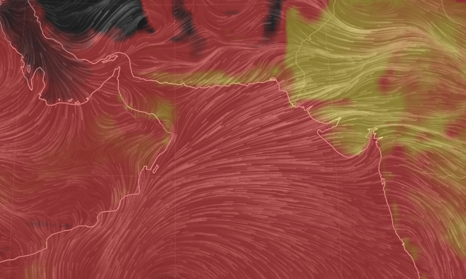 The misery index is near the top of the charts in South Asia. Image: Earth wind map