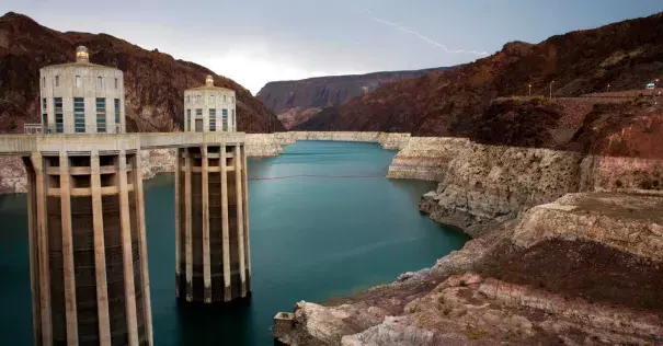 Lake Mead, the reservoir formed by the Hoover Dam, is at its lowest levels since the 1960s. Photo: John Locher, Associated Press