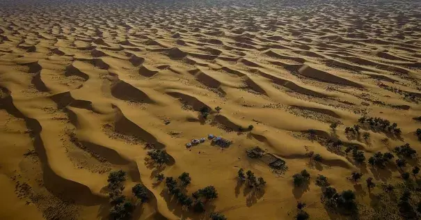 The Tengger desert in Inner Mongolia. Government efforts to halt the expansion of deserts have included tree-planting projects and restrictions on grazing. Photo: Josh Haner, The New York Times