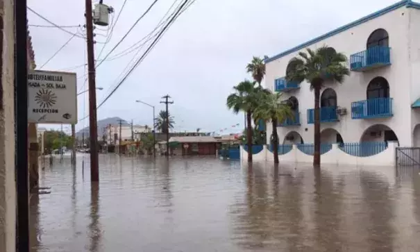 Streets flooded in Felipe, in the state of Baja California, Mexico, on Oct. 1, 2018. Photo: EPA-EFE