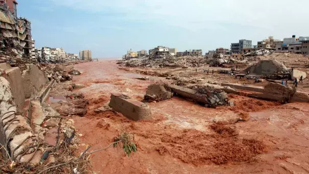 Heavy rainfall caused catastrophic flooding in Derna, northeastern Libya, on September 11, 2023. (Credit: AFP/Getty Images)