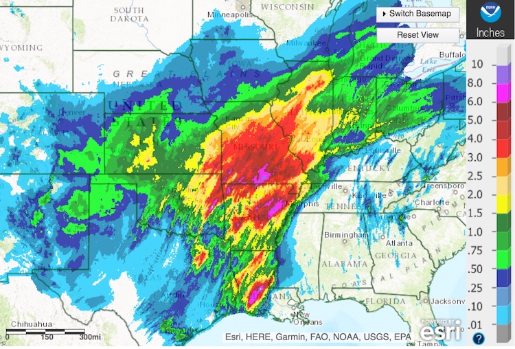 24 hour rainfall totals