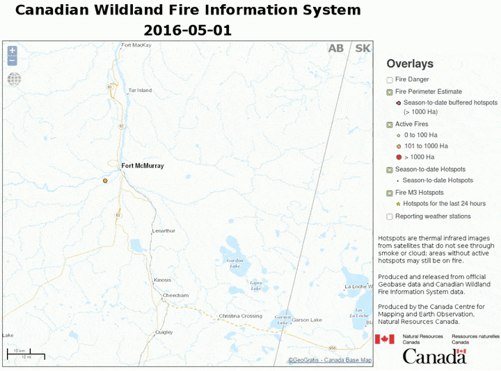 Timelapse Map Shows growth of Fort McMurray fire Climate Signals