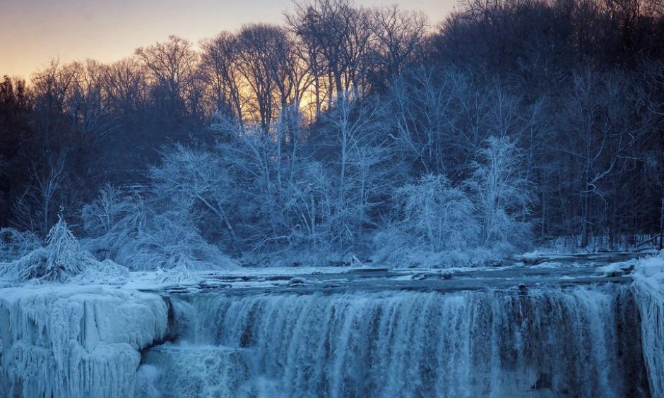 Niagara Falls, on the border of New York and Ontario, on Wednesday. Scientists are studying how climate change is influencing cold snaps in North America and Europe. Photo: Aaron Lynett, Reuters