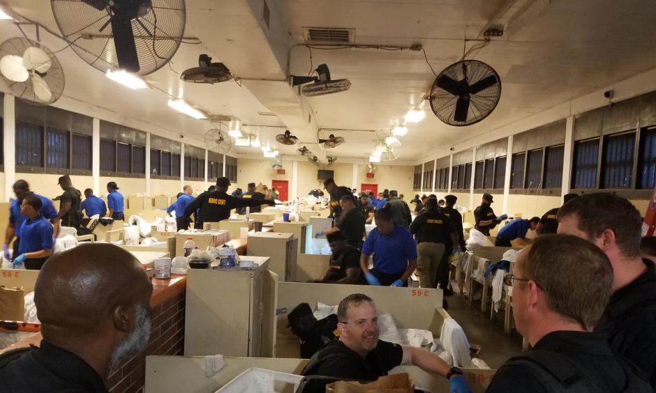 Officers during the search of Holman prison on April 18, 2019. Credit: ADOC