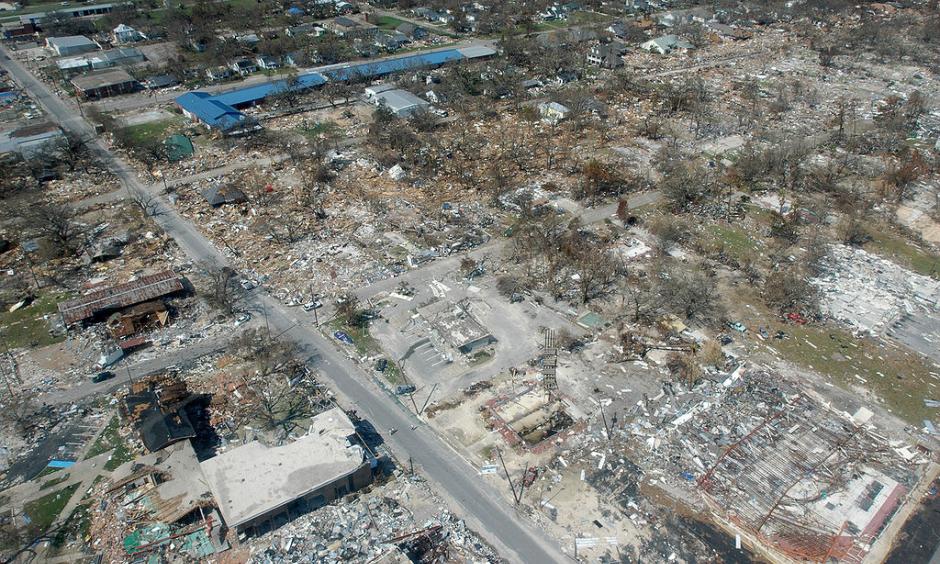 Damage to Long Beach, Mississippi following Hurricane Katrina. Photo: Wikipedia