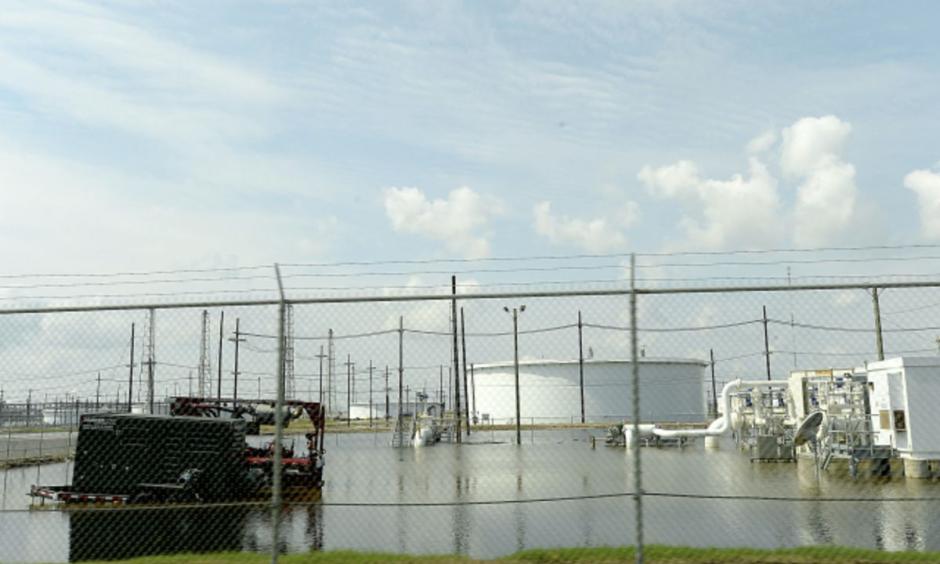 Flooding at the Motiva refinery. Photo: Kim Brent, The Beaumont Enterprise via AP Photo