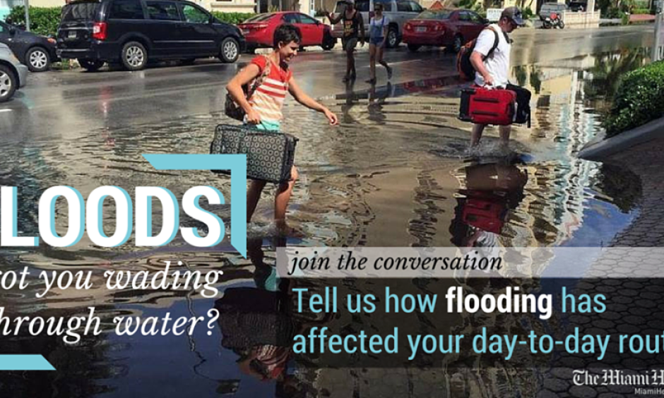 Southeast Florida residents are facing disruptive flooding this fall, over repeated days. Here, the Miami Herald (earlier today) invites Facebook followers to share their flood stories. Photo: Miami Herald