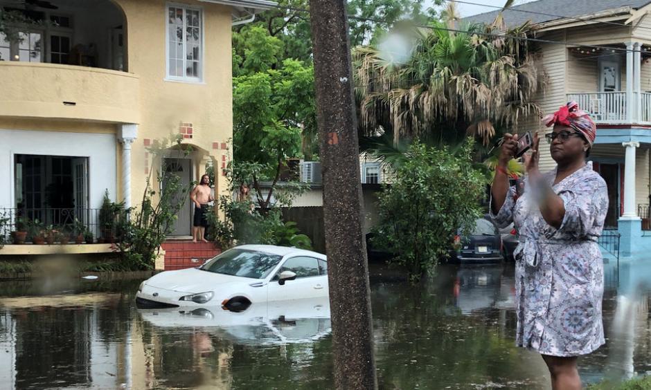 A flooded street in New Orleans on Wednesday. Credit: Ryan Pasternak