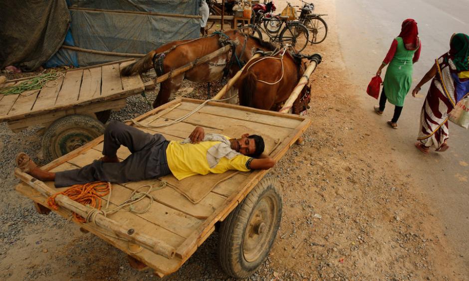 Napping in the heat in Uttar Pradesh, India, on Wednesday. Credit: Rajesh Kumar Singh, Associated Press