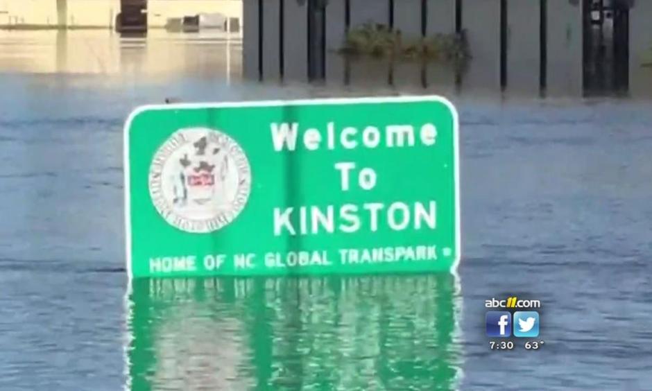 Water is slowly receding but the river's level may not be at normal levels until Wednesday. Photo: WTVD