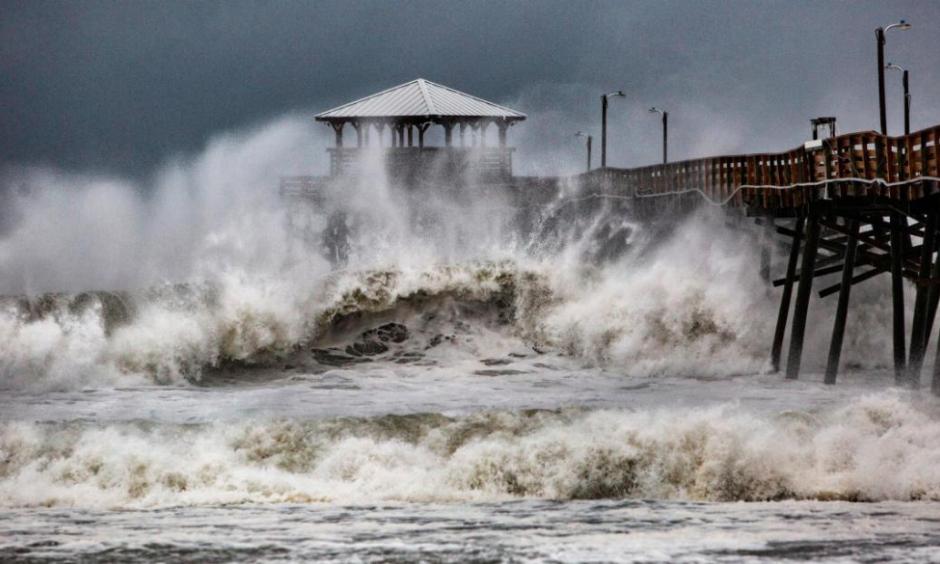 Waves crash around Oceanana Pier in Atlantic Beach, North Carolina, as the outer bands of Hurricane Florence begin to affect the coast on Thursday, September 13. Credit: CNN