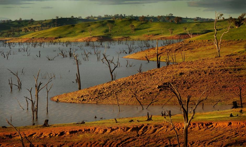 Lake Hume in the Murray Darling Basin. March continued Australia’s record-breaking summer into autumn as temperatures remained high. Photo: Washington Post/Getty Images