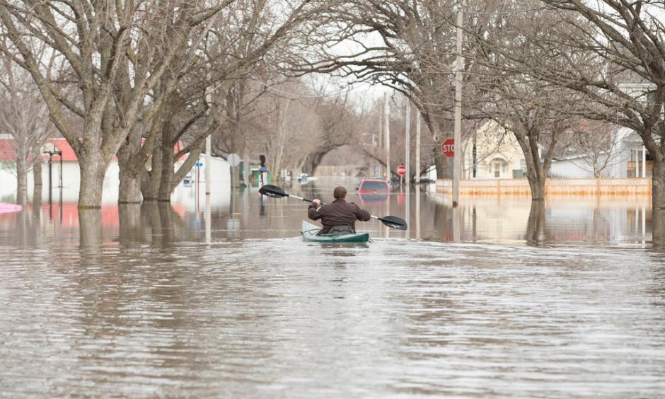 Flooding in Hamburg, Iowa, on Monday. Credit: Tim Gruber for The New York Times