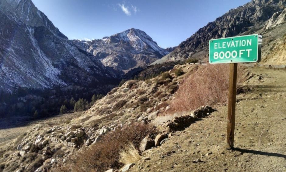 A nearly-snowless Tioga Pass in California's Sierra Nevada Mountains near Yosemite National Park seen in January 2015. Photo: Bartshé Miller