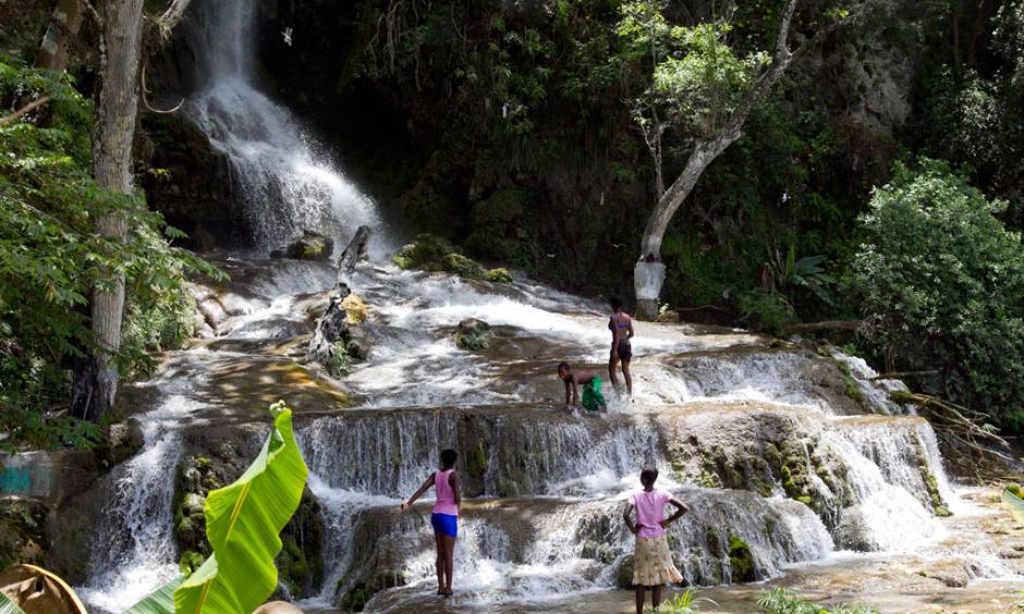 Cooling off on a waterfall. Photo: Victoria Hazou, UN