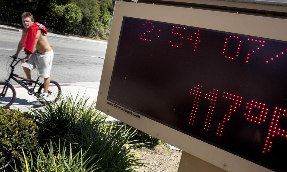A message board tells the tale at Calvary Church on Shoup Avenue in West Hills. Photo: Brian van der Brug, Los Angeles Times