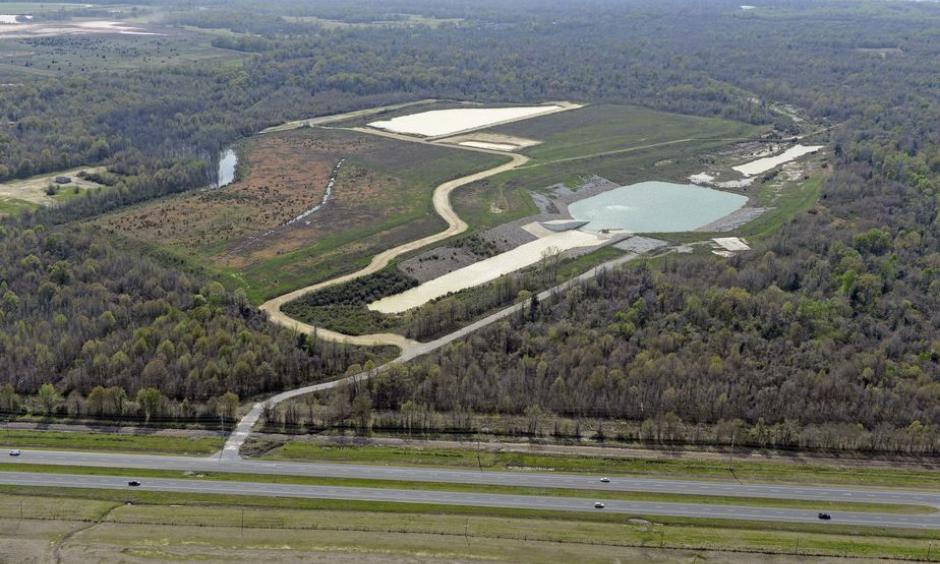 Aerial of the Comite Diversion Canal. Looking west. Mississippi River at top. Photo: Bill Feig
