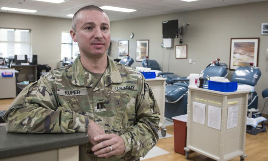 Capt. Joshua Kuper, chief of Blood Services at the Fort Bragg Blood Donor Center, on Nov. 7 2016. He say smore donors are needed because the Zika virus has imposed limitations on the supply of blood. Photo: Paul Woolverton