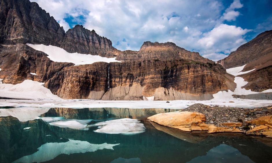 The glaciers of Glacier National Park have been in retreat for many years, peaking in the 19th century at the end of a period called the Little Ice Age. Credit: Tim Rains, NPS