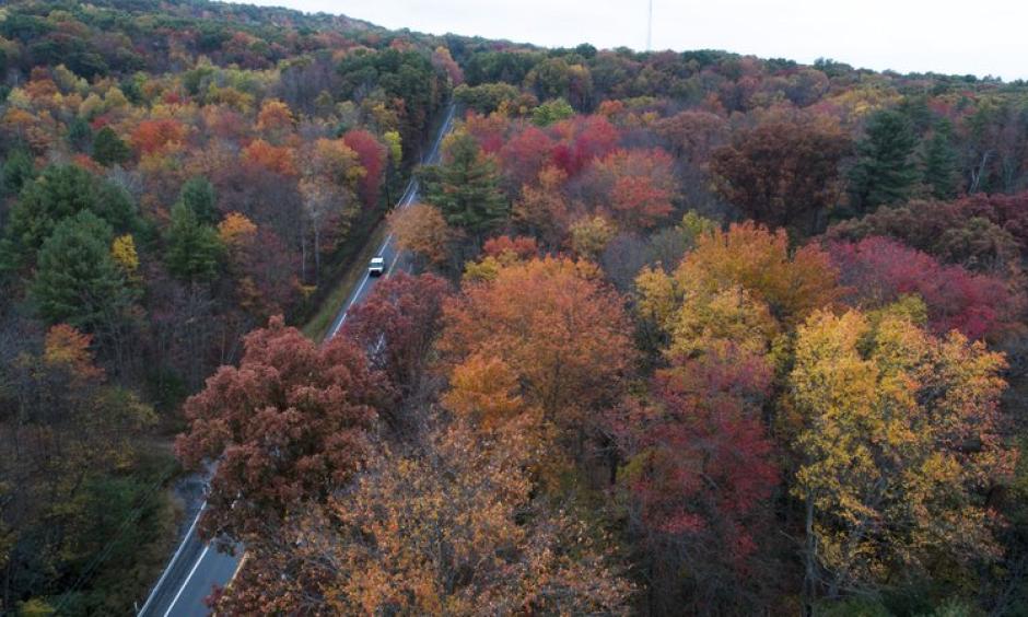 This Monday, Oct. 23, 2017 file photo shows fall colors emerging along Route 209 in Reilly Township, Schuylkill County, Pa. Photo: David McKeown, Republican-Herald via AP