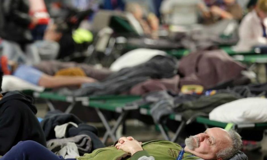 Evacuees rest at a shelter for residents of cities surrounding the Oroville Dam. Marcio Jose Sanchez, AP