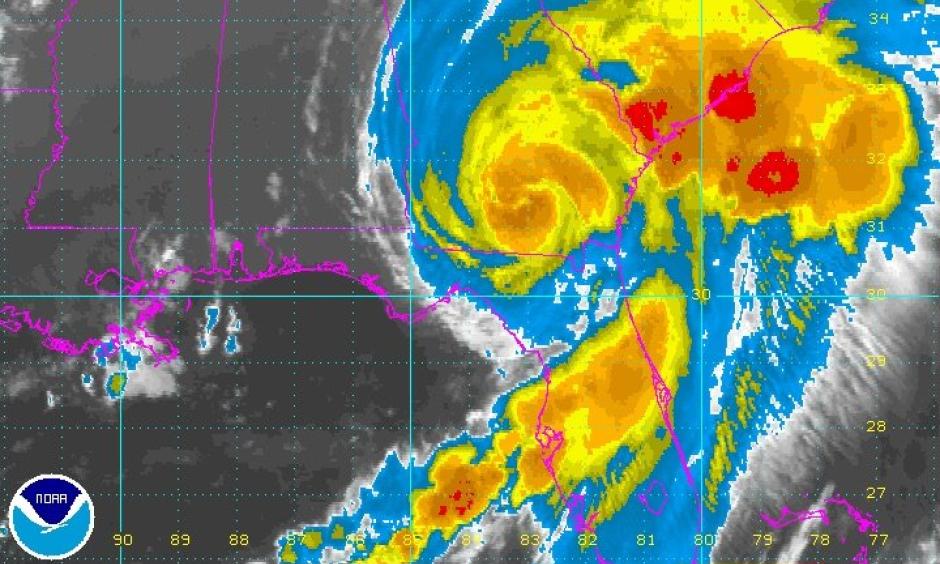 Tropical Storm Hermine was moving away from the Florida Gulf Coast early Friday but would track near the Atlantic coast for the next few days. Image: National Weather Service