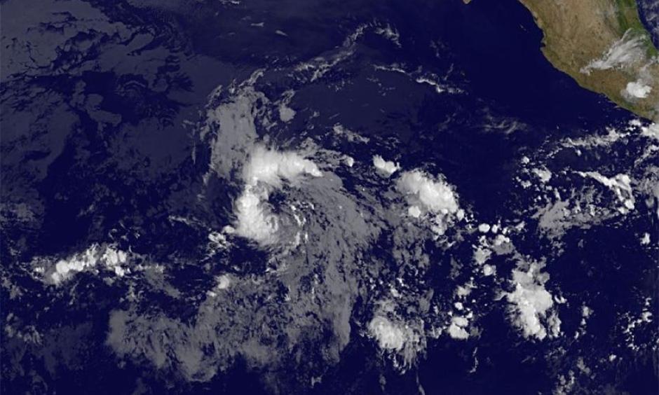 GOES-West infrared satellite image of Invest 90E, taken at 8 am EDT May 9, 2018. Photo: NASA/GSFC
