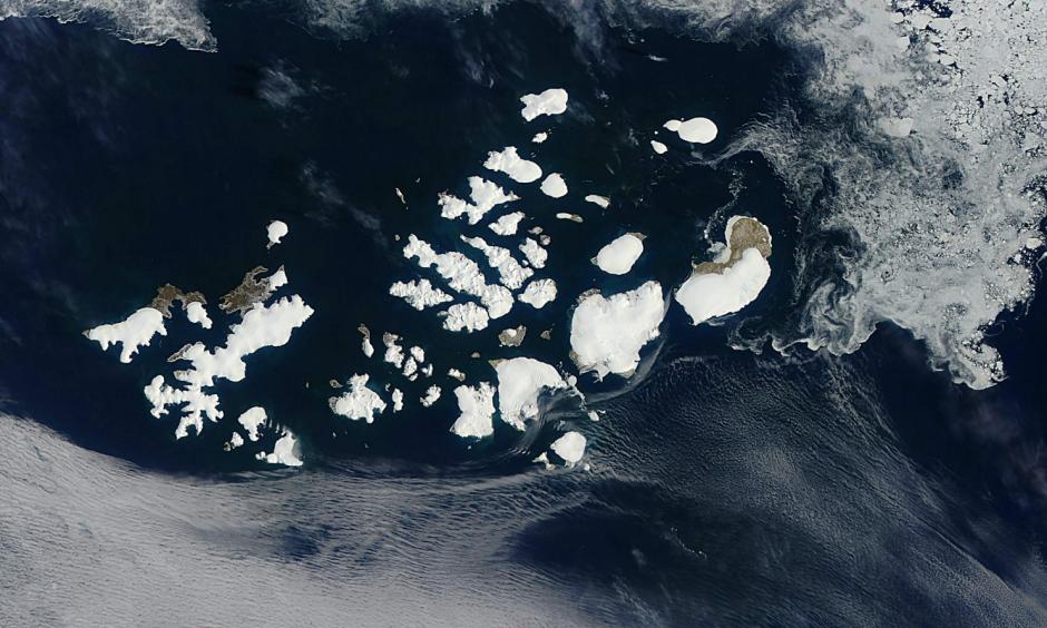 This July 13 image captured by a device on NASA’s Aqua satellite shows Franz Josef Land in the Arctic Ocean. Photo: AFP/NASA