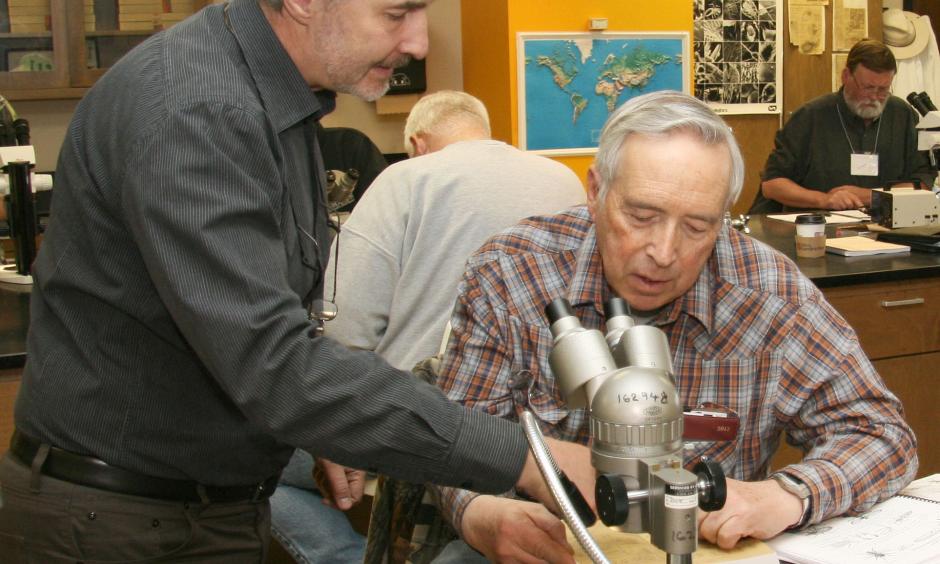 UW Extension Entomologist Alex Latchininsky, left, is an international consultant for the United Nations Food and Agriculture Organization, and advises agencies in the United States on grasshopper control and monitoring. Photo: UW