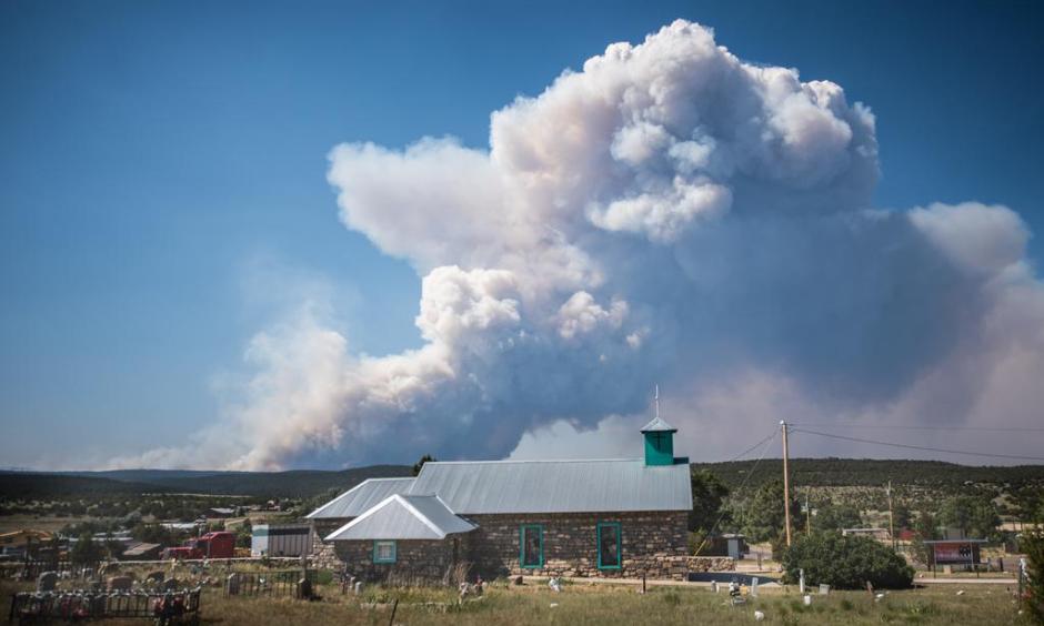 The Dog Head wildfire burns as seen from the town of Tajique, near the Manzano Mountains on Wednesday, June 15, 2016, in Tajique, N.M. Photo: Roberto E. Rosales / The Albuquerque Journal