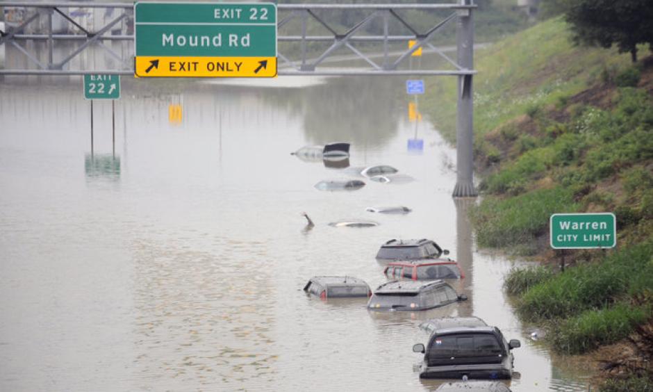 Stranded cars on I-696 on Tuesday at the city limits of Warren, Mich., a suburb of Detroit. ImageL David Coates/Detroit News, via Associated Press