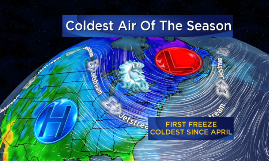 Coldest air of the season. Image: CBS