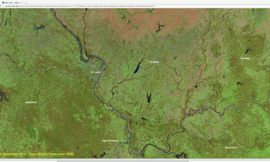Before and after flooding of the Mississippi River in the central U.S. Image: NASA