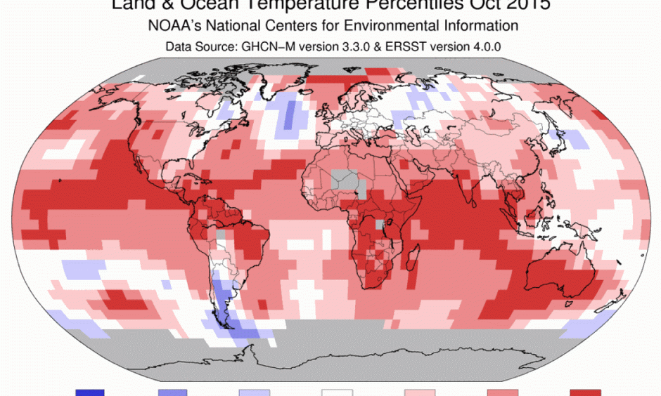 Global temperatures in October were the most unusually warm ever measured—for any month in history. NOAA