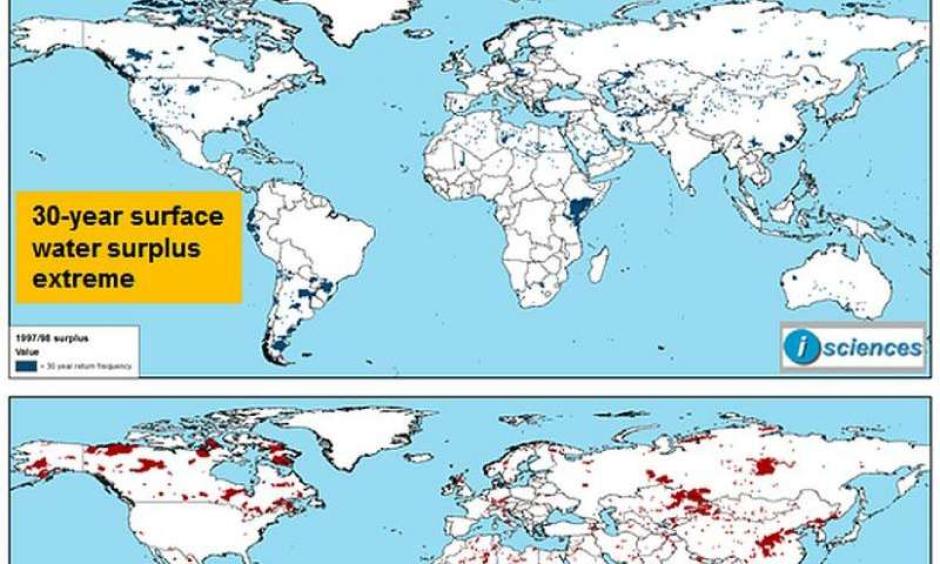 Within areas affected by 1997-1998 El Niño, there are now 230 million additional people. Credit: Calculations and surplus/deficit masks
