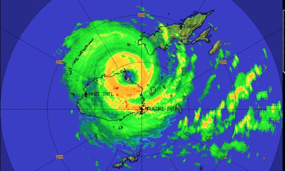 Radar image of Tropical Cyclone Winston at time of landfall. Image: Fiji Weather Service