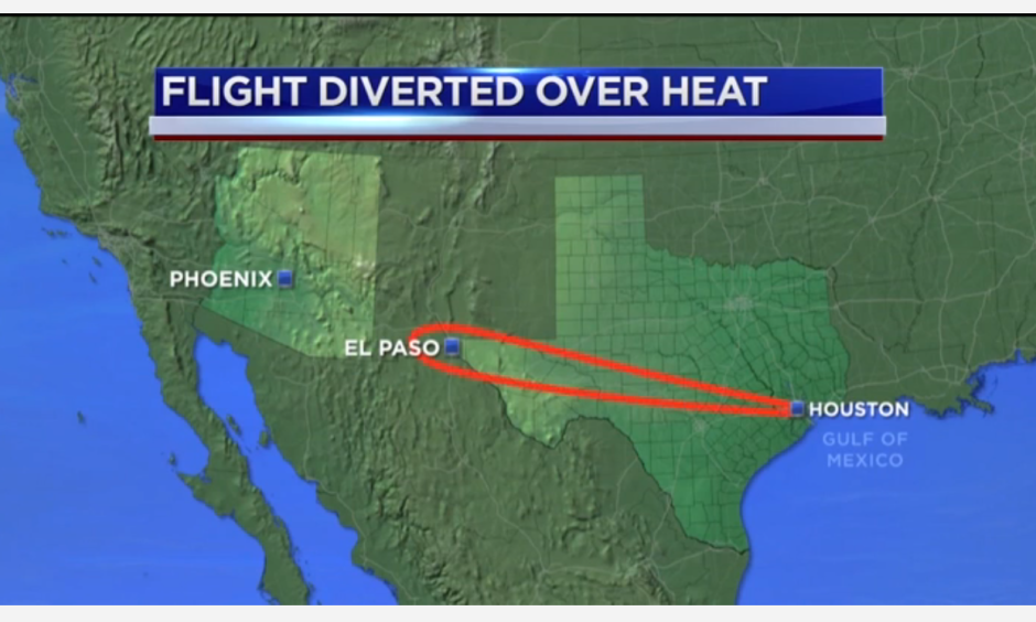 Mesa airlines flight to Phoenix returned to Houston Sunday night over concerns regarding the temperature at Sky Harbor International Airport. Image: abc13