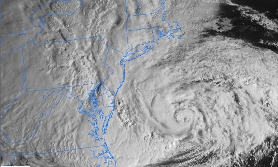 Satellite image of Hurricane Sandy approaching the New Jersey coastline the morning of October 29, 2012. Photo: NOAA