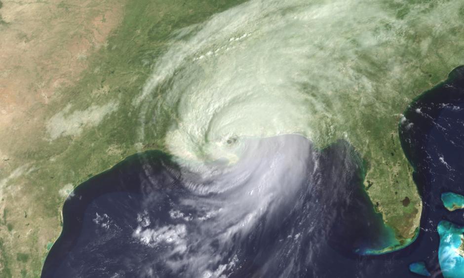Hurricane Katrina moved ashore over southeast Louisiana and southern Mississippi early on August 29, 2005, as an extremely dangerous Category 4 storm. Photo: GOES Project Science Office