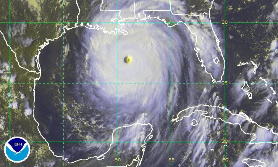 Katrina on August 28, nearing the Gulf Coast. Image: NOAA
