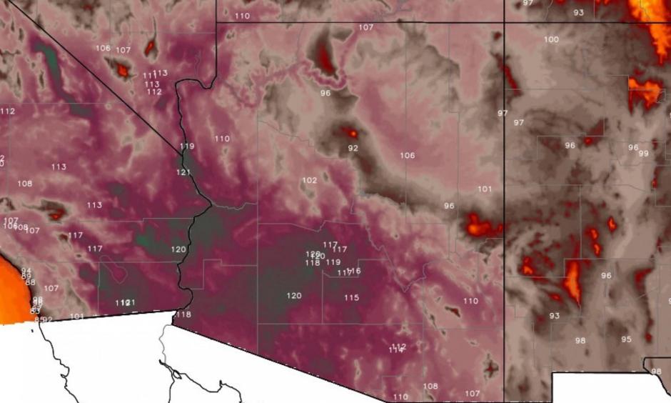 The heat will be excessive in the Southwest starting this weekend. Image: Weatherbell