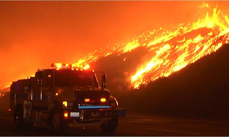 The 900-acre brush fire near Solimar Beach in Ventura County. Photo: OnScene.TV