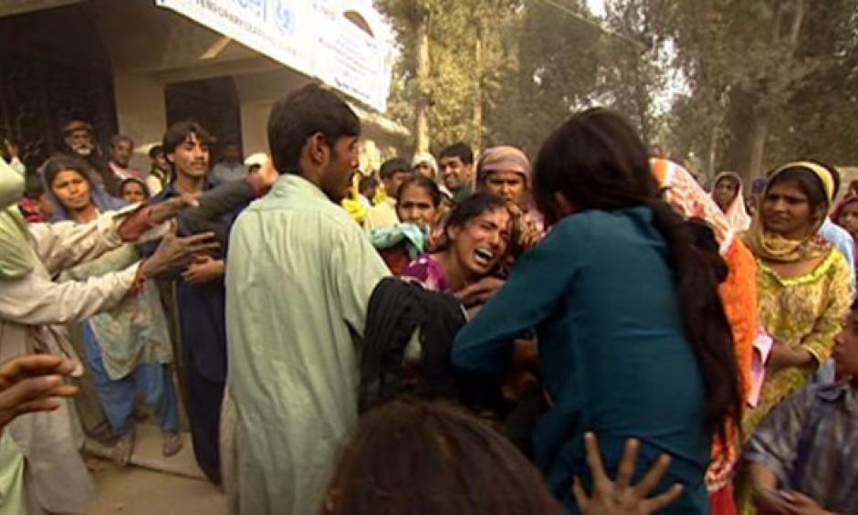This fight broke out after blankets ran out at a camp for the displaced. Photo: BBC