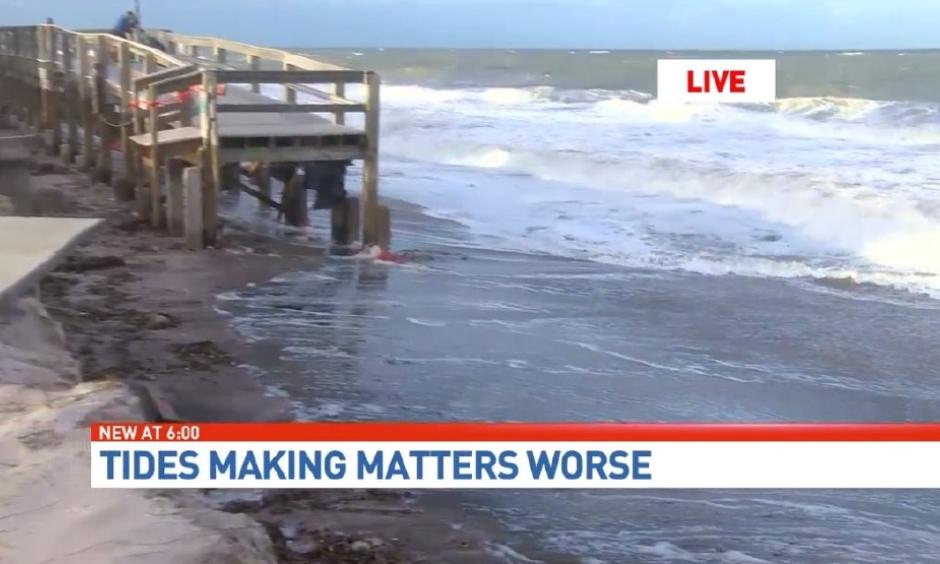 Unrelenting tides continue to pound beaches already damaged by Hurricane Matthew. Photo: WPEC