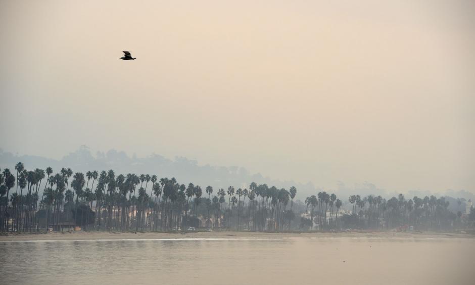 The hills above Santa Barbara, Calif., are shrouded in smoke Dec. 12 from the Thomas Fire. Photo: Robyn Beck, AFP/Getty Images