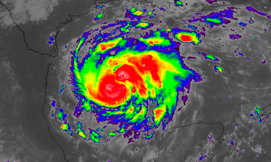 GOES-16 infrared satellite image of Harvey as of 1426Z (9:26 am CDT) Thursday, August 24, 2017. Image credit: NASA/MSFC Earth Science Branch. Image: GOES-16 images are preliminary and non-operational