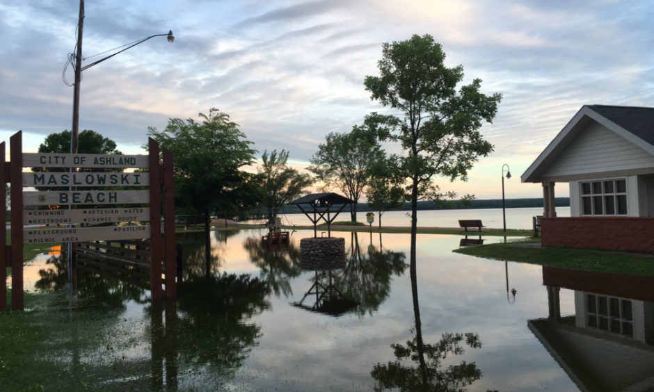 Some flooding by Lake Superior Ashland 7-12-16. Photo: @clkoval / Twitter